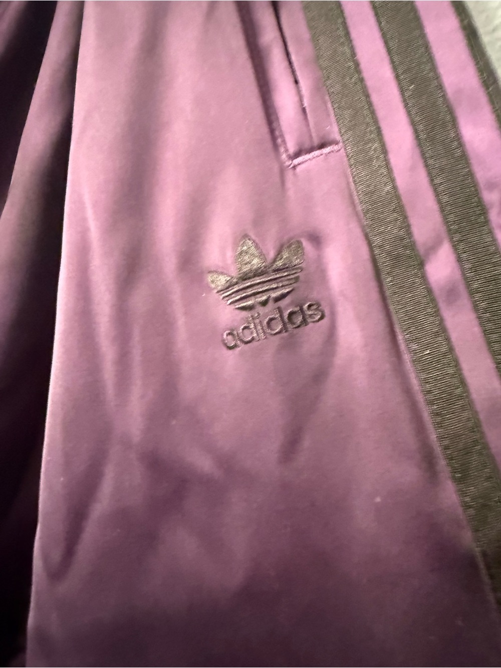 Satin adidas women Purple Track Pants wide leg nwt - Picture 3 of 6